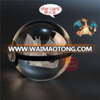 Free Shipping 50mm 80mm Charizard New Design Crystal Pokemon Ball With Usb Lightbase For Children's Birthday Gift