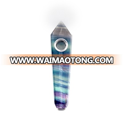 Natural Fluorite Crystal Smoking Pipe Easy To Clean Smoke Sets Wholesale