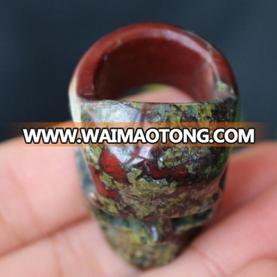 natural dragon blood stone crystal specimen carved skull Ring healing